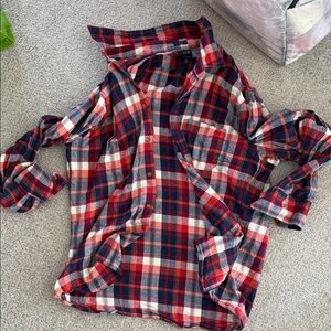 J. Crew Red Navy and White Plaid Flannel Shirt